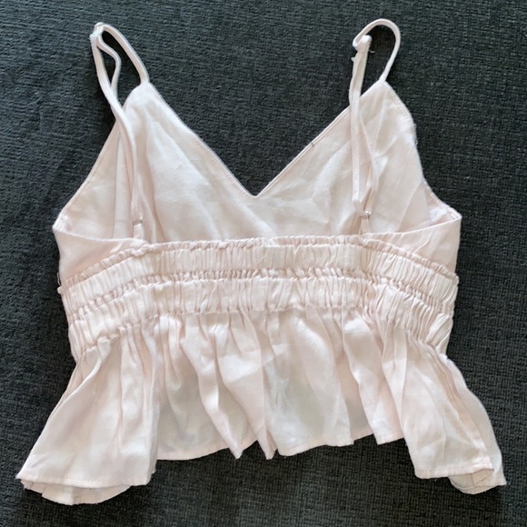 Cotton Candy Smocked Ruffled Linen Material Halter Top - Size M - Picture 2 of 4